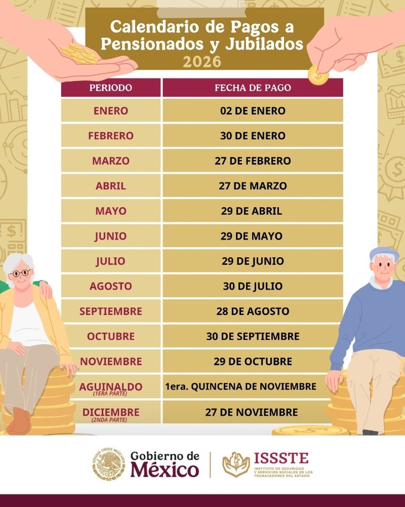 &nbsp;Calendario de la Pensión ISSSTE 2026. ESPECIAL