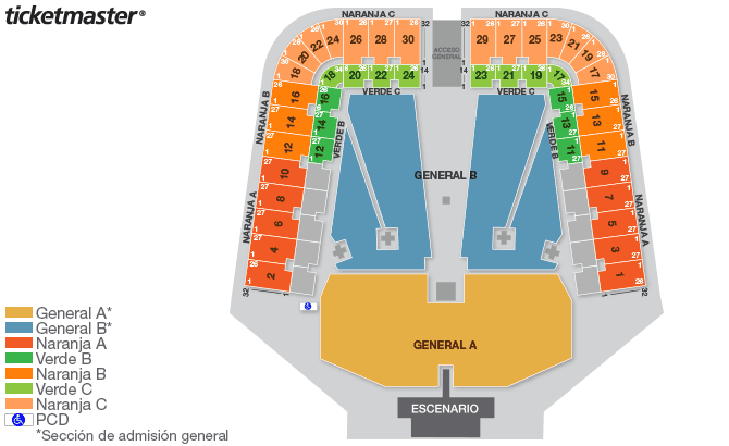 Mapa del Estadio GNP Seguros en la CDMX. TICKETMASTER  