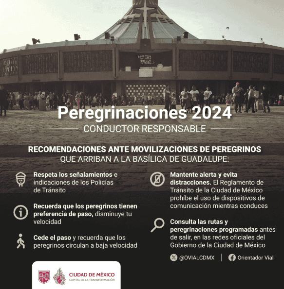 Estas son las medidas para garantizar la seguridad de peregrinos y automovilistas. X/@GobCDMX