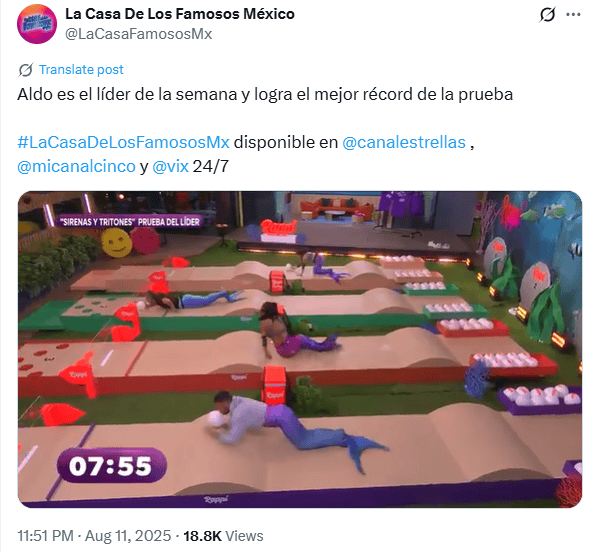 Las y los participantes  utilizaron una cola de sirena en todo momento del reto por el liderazgo de la casa. X / @LaCasaFamososMx 