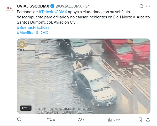   Publicación de OVIAL realizada hace 3 horas. Continúan las afectaciones. X / @OVIALCDMX