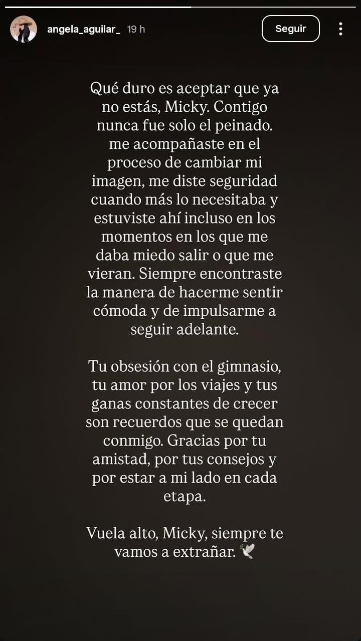  Micky Hair fue, además, estilista de otras artistas e influencers como Priscila Escoto, Kenia Os, Pixie Pliego, Natasha Dupeyrón y Reginina Peredo. IG / @angela_aguilar