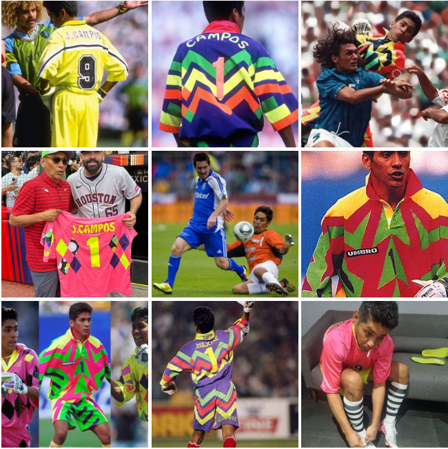 Algunas fotos disponibles en la cuenta de X de Jorge Campos donde aparece utilizando icónicos jerseys en competencia. X / @Innmortal_ 