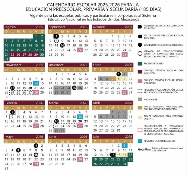 Calendario escolar 2025-2026. CORTESÍA  