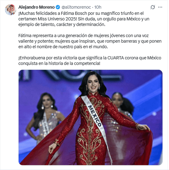  La felicitación de Alito Moreno en redes sociales. X / @alitomorenoc