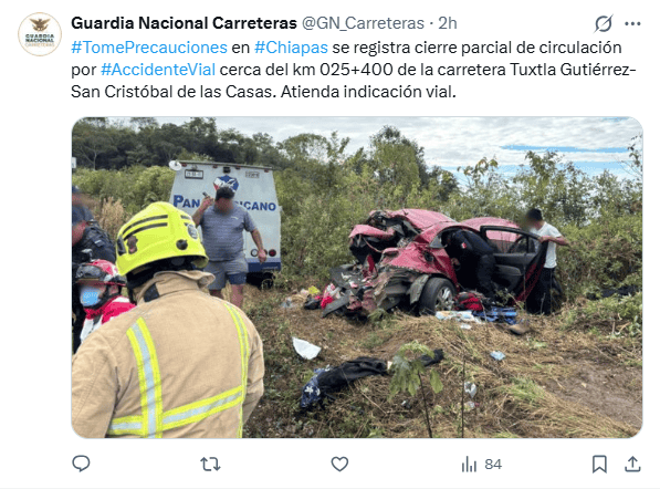 Publicación de la GN. X / @GN_Carreteras&nbsp;