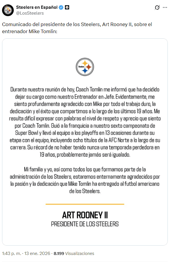 X / @LosSteelers&nbsp;