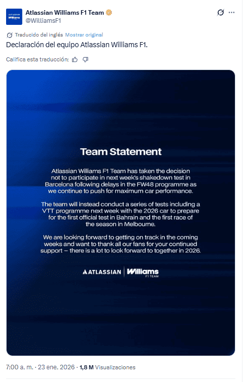 X / @WilliamsF1&nbsp;