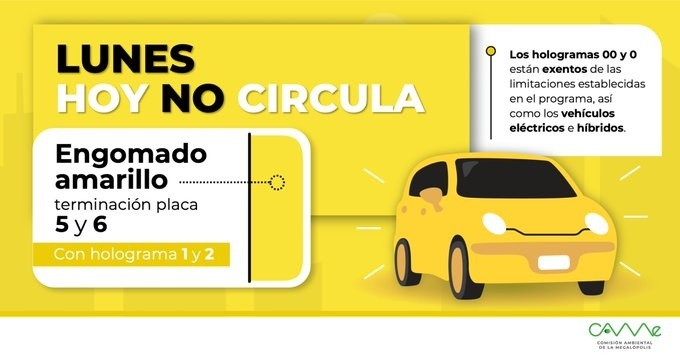 &nbsp;Autos que no circulan este lunes 16 de marzo. ESPECIAL