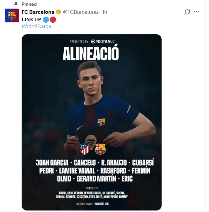 X / @FCBarcelona&nbsp;