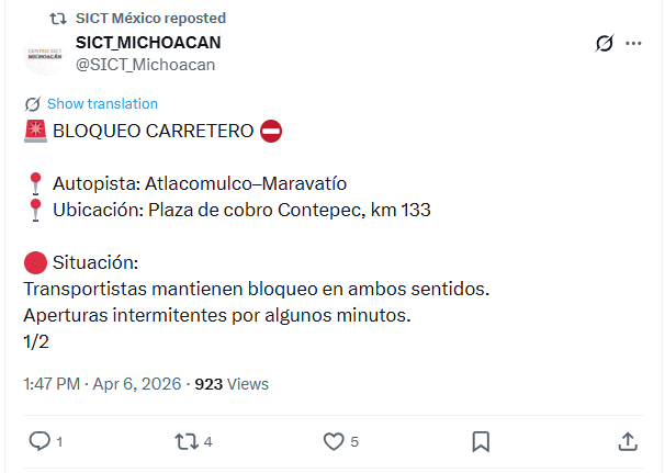 X / @SICT_Michoacan&nbsp;