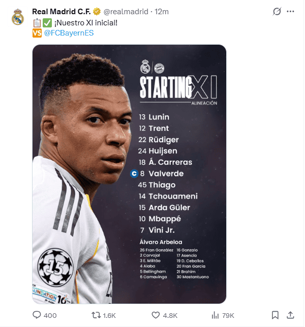 &nbsp;X / @realmadrid