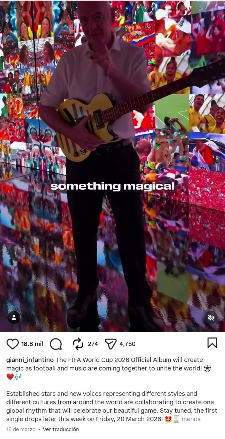 Gianni Infantino anuncia el álbum del Mundial 2026. IG / @gianni_infantino&nbsp;