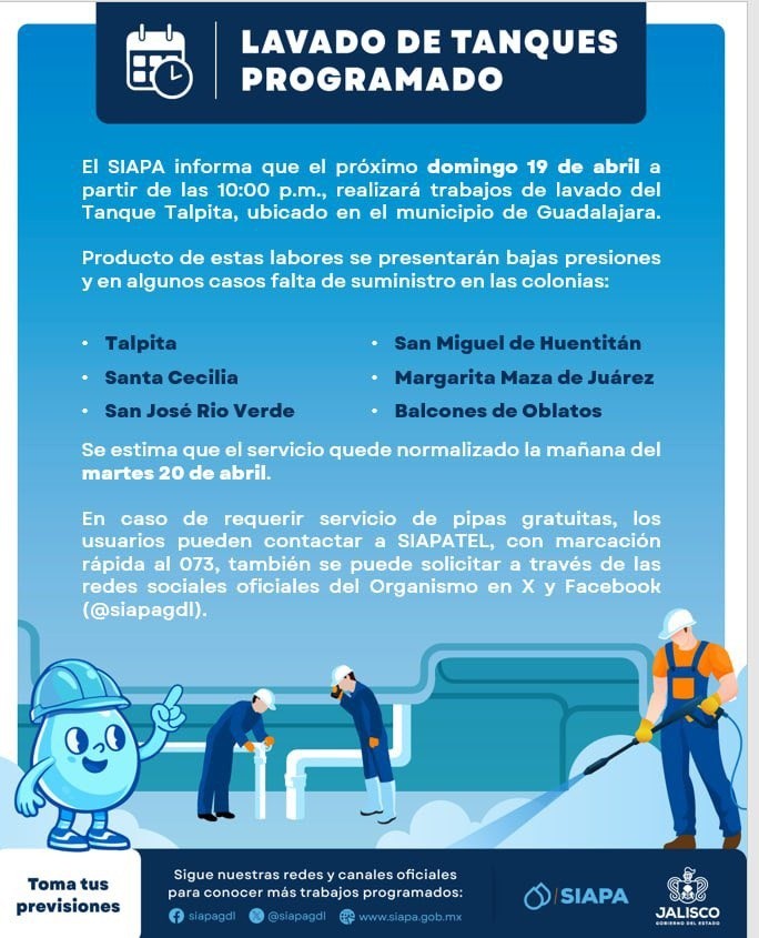 &nbsp;Los trabajos se extenderán durante varios días, por lo que se estima que el servicio se restablezca con normalidad la mañana del martes 20 de abril. ESPECIAL/Siapa