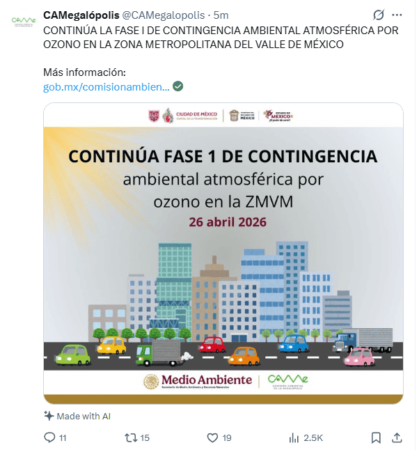 &nbsp;Anuncio de la CAMe desde redes sociales. X / @CAMegalopolis