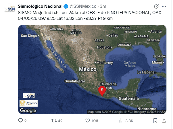 &nbsp;X / @SSNMexico