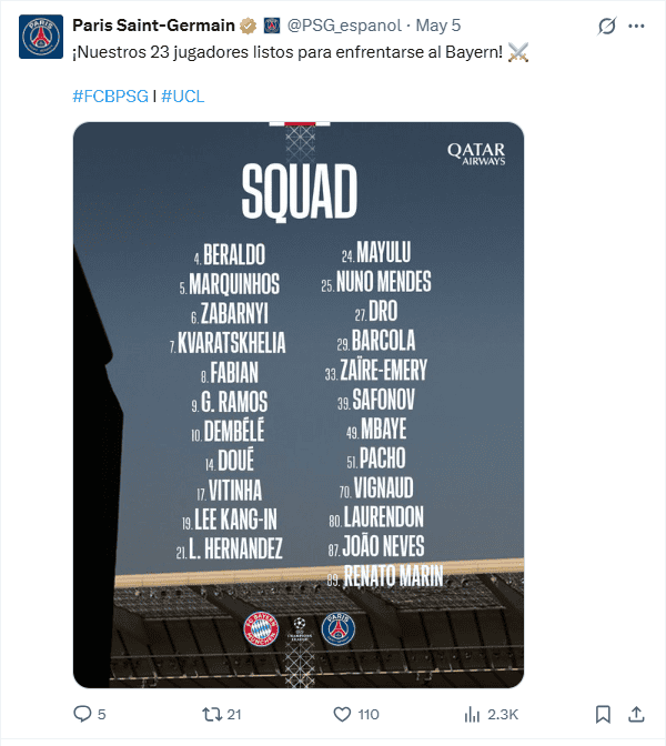 &nbsp;X / @PSG_espanol