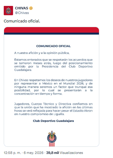 X / @Chivas&nbsp;