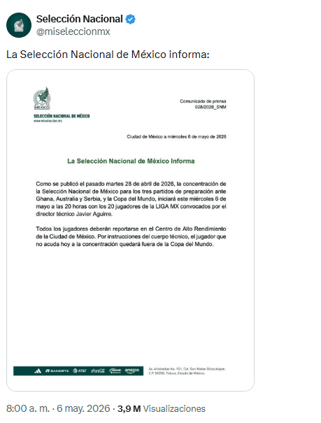 X / @miseleccionmx&nbsp;