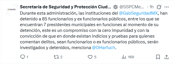&nbsp;X / @SSPCMexico