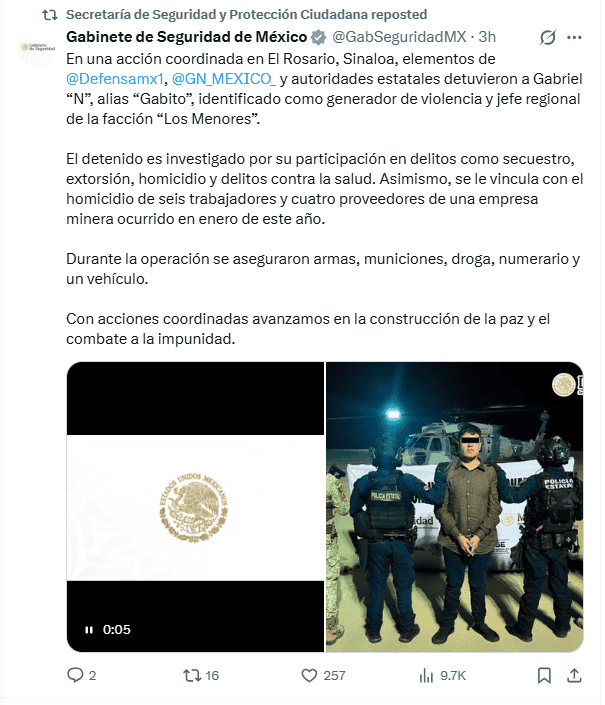 &nbsp;X / @SSPCMexico