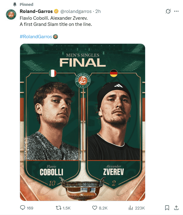 &nbsp;X / @rolandgarros