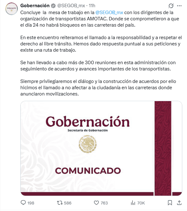&nbsp;X / @SEGOB_mx