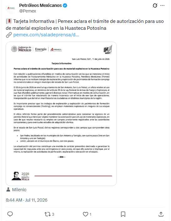 X / @Pemex&nbsp;