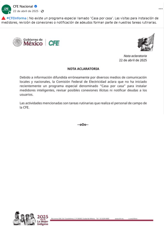 FACEBOOK / CFE Nacional&nbsp;