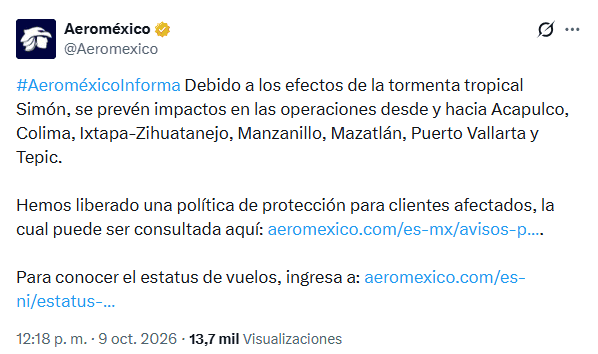 &nbsp;X / @Aeromexico